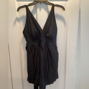 BloomChic black full piece bathing suit with shorts